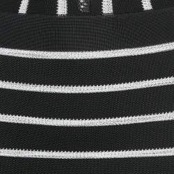 Pre Owned Balmain Black Striped Knit and Mesh Mini Bodycon Dress S