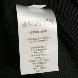 Pre Owned Balmain Black Crepe Button Detail One Shoulder Mini Dress S