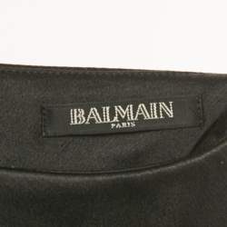 Pre Owned Balmain Black Crepe Button Detail One Shoulder Mini Dress S