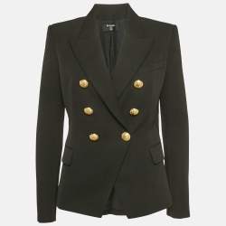 Pre Owned Balmain Black Wool Double Breasted Blazer L
