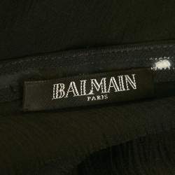 مملوكة مسبقًا Balmain Black Silk Tiered Off-Shoulder Top S