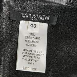 مملوكة مسبقًا Balmain Black Leather Crop Top M