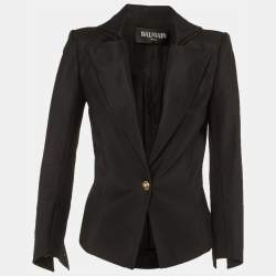 Pre Owned Balmain Black Crepe Single Breasted Blazer M
