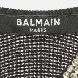 Pre Owned Balmain Black Embellished Rib Knit Maxi Dress XXS