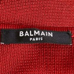 Pre Owned Balmain Red Knit Chain Detail Maxi Dress M