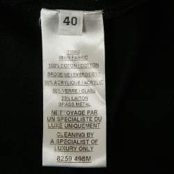 Pre Owned Balmain Black Pearl and Crystal Detail Jersey Crewneck T-Shirt M