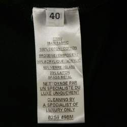 Pre Owned Balmain Black Pearl and Crystal Detail Jersey Crewneck T-Shirt M