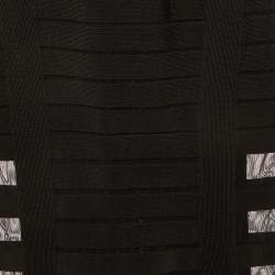 Pre Owned Balmain Black Jersey Mesh Detail Bandage Mini Dress S