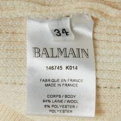 مملوكة مسبقًا بلوفر بلمان كريمي محبوك بفتحة عنق مقلدة مقاس صغير (سمول)