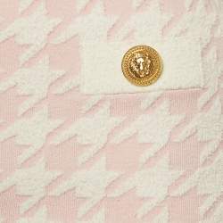 مملوكة مسبقًا Balmain Pink Houndstooth Knit Skirt Suit S