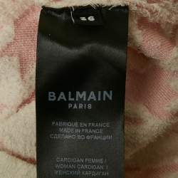 مملوكة مسبقًا Balmain Pink Houndstooth Knit Skirt Suit S