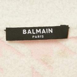 مملوكة مسبقًا Balmain Pink Houndstooth Knit Skirt Suit S