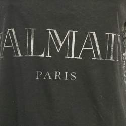 Pre Owned Balmain Black Print Cotton Sleeveless Top M