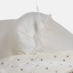 Pre Owned Balmain Beige Satin Bow Detail Raw Edge Blouse M