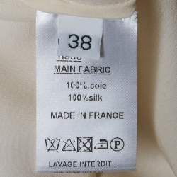 Pre Owned Balmain Beige Satin Bow Detail Raw Edge Blouse M