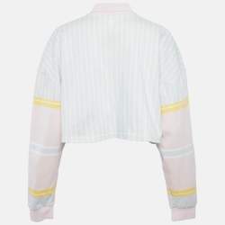 مملوكة مسبقًا Balmain Multicolor Pastel Striped Cotton Crop Polo T-Shirt S