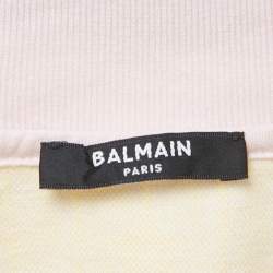 مملوكة مسبقًا Balmain Multicolor Pastel Striped Cotton Crop Polo T-Shirt S