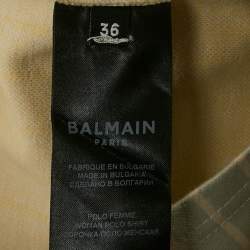 مملوكة مسبقًا Balmain Multicolor Pastel Striped Cotton Crop Polo T-Shirt S