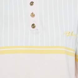 مملوكة مسبقًا Balmain Multicolor Pastel Striped Cotton Crop Polo T-Shirt S