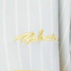 مملوكة مسبقًا Balmain Multicolor Pastel Striped Cotton Crop Polo T-Shirt S