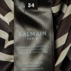 مملوكة مسبقًا Balmain Black Monogram Print Nylon Double Breasted Coat S