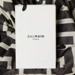 مملوكة مسبقًا Balmain Black Monogram Print Nylon Double Breasted Coat S