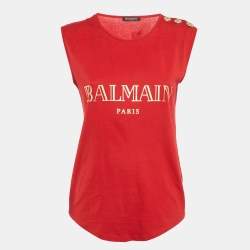 مملوكة مسبقًا توب بالمان قطن أحمر بلا أكمام مقاس صغير - سمول