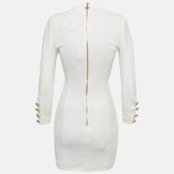 Pre Owned فستان بالماين ميني قطن أبيض بتفاصيل أزرار مقاس صغير (سمول)