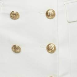 مملوكة مسبقًا فستان بالمان ميني تفاصيل أزرار قماش أبيض مقاس صغير (سمول)