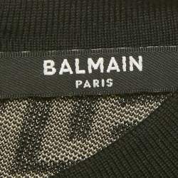 مملوكة مسبقًا Balmain Beige/Black Monogram Knit Bodycon Dress M