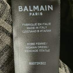 مملوكة مسبقًا Balmain Beige/Black Monogram Knit Bodycon Dress M