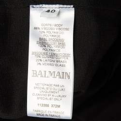 مملوكة مسبقًا Balmain Black Embellished Detail Jersey One Shoulder Maxi Dress M