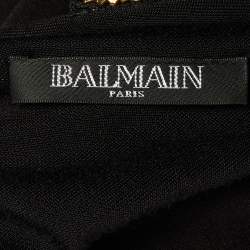مملوكة مسبقًا Balmain Black Embellished Detail Jersey One Shoulder Maxi Dress M