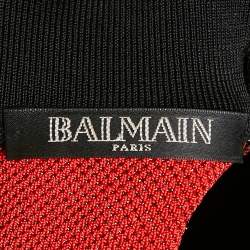 مملوكة مسبقًا Balmain Red/Black Chevron Lurex Knit Bodycon Dress M