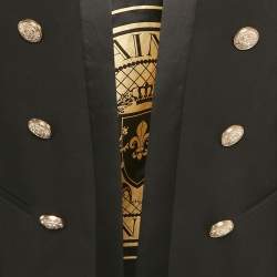 Pre Owned Balmain Black Button Detail Open Front Blazer XXL