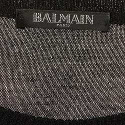 مملوكة مسبقًا Balmain Black Striped Lurex Wool Structured Shoulder Jumper M