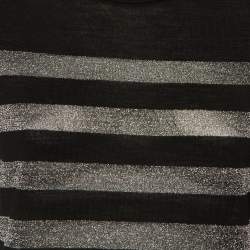 مملوكة مسبقًا Balmain Black Striped Lurex Wool Structured Shoulder Jumper M