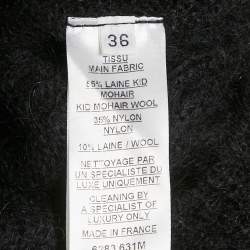 Pre Owned سترة بالمان تفاصيل أزرار محبوك مضلع موهير أسود مقاس صغير