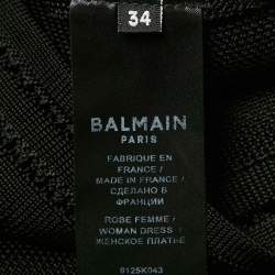 Pre Owned فستان بلمان ضيق جيرسيه شبكي أسود بتفاصيل أزرار مقاس صغير (سمول)