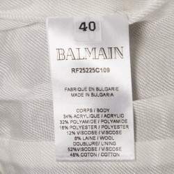 Pre Owned Balmain Blue Tweed High Waisted Shorts M/Waist 28"