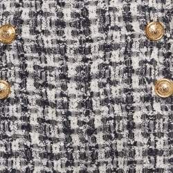 Pre Owned Balmain Blue Tweed High Waisted Shorts M/Waist 28"