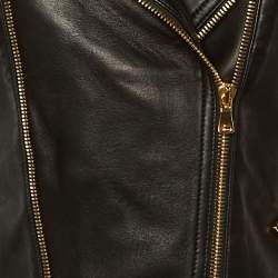 مملوكة مسبقًا Balmain Black Leather Biker Jacket M