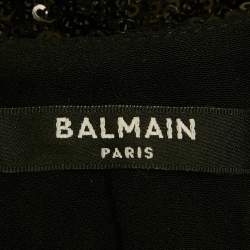 Pre Owned فستان ماكسي بالمان أسود بتفاصيل سلسلة برقبة هالتر ترتر بمقاس متوسط - ميديم