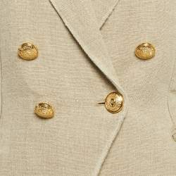 Pre Owned جاكيت بليزر بالمان بيج كتان صدرية مزدوجة ميديم