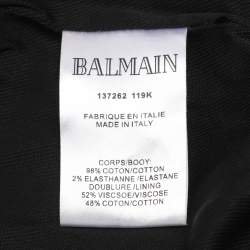 مملوكة مسبقًا Balmain Blue Bleached Denim Fringe-Trimmed Jacket S