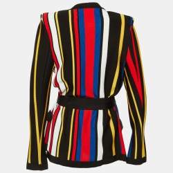 مملوكة مسبقًا Balmain Multicolor Striped Knit Open Front Cardigan M
