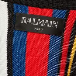 مملوكة مسبقًا Balmain Multicolor Striped Knit Open Front Cardigan M
