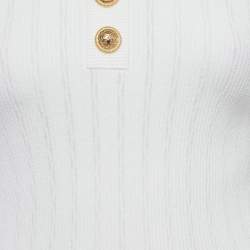 مملوكة مسبقًا فستان بالمان تريكو مضلع ياقة أبيض قصير مقاس وسط (ميديوم)