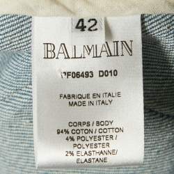 Pre Owned فستان ميني بالمان جينز أزرق ضيق مقاس كبير