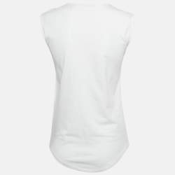 مملوكة مسبقًا تي شيرت بالمان قطن بلون الخوخ بشعار مضاف بدون أكمام مقاس متوسط